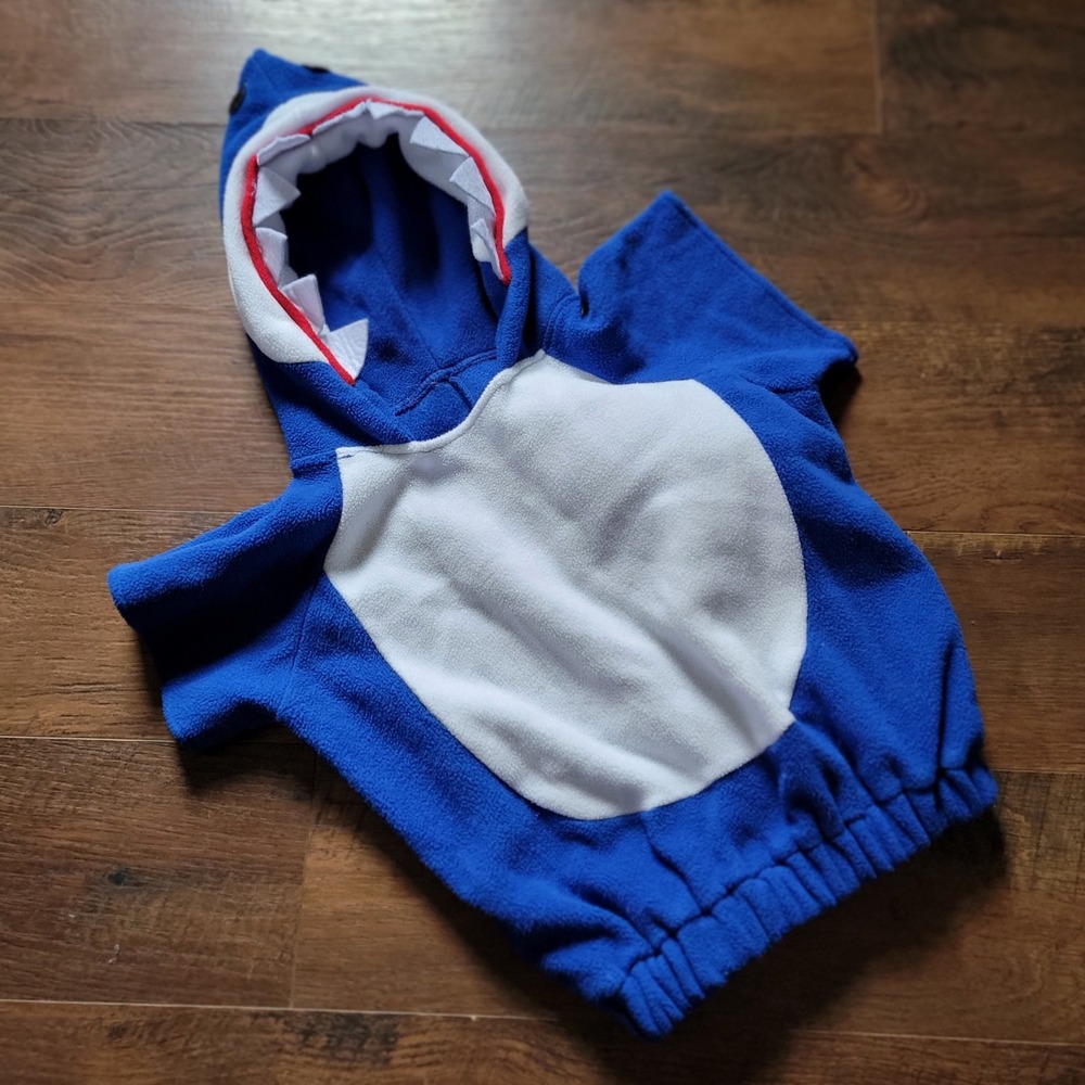 EraSpooky Shark Costume Kids M Blue Fleece Hooded Vest Excellent Halloween H951